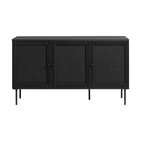 Čierna nízka komoda v dekore duba 140x80 cm Pensacola – Unique Furniture