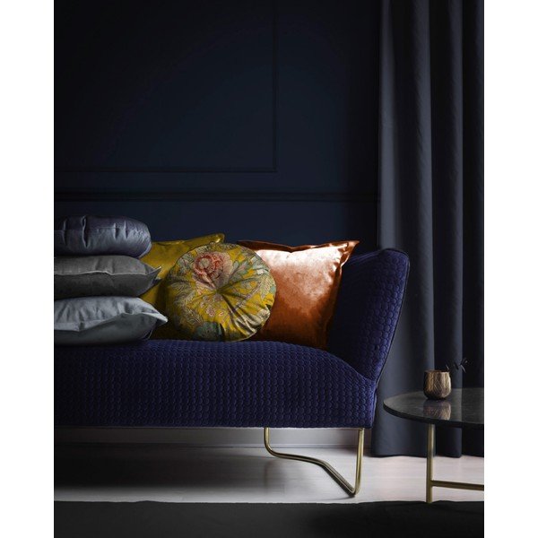 Žltý vankúš Velvet Atelier Japanese Flowers, ø 40 cm-image-2