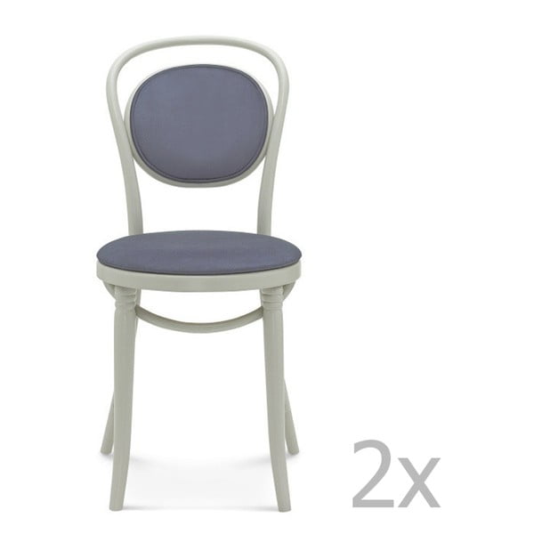 Sada 2 sivých drevených stoličiek s modrým čalúnením  Fameg Kelde