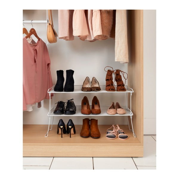 Biely skladací stojan s jednou policou na topánky Compactor-image-1