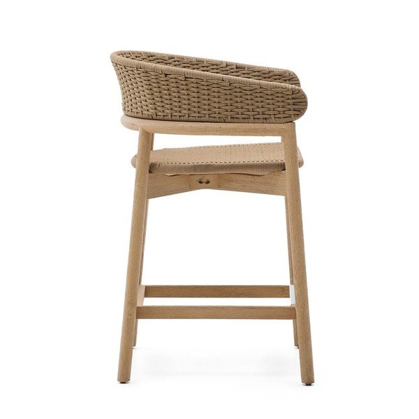 Drevená záhradná barová stolička v prírodnej farbe Arinella – Kave Home-image-3