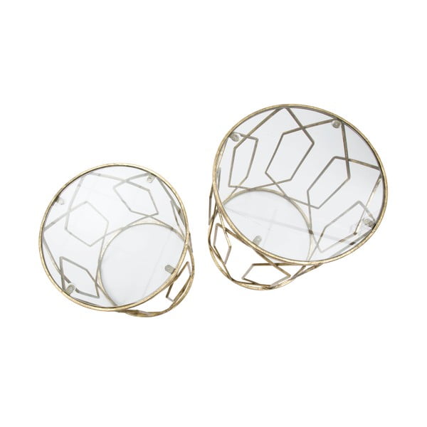 Okrúhle odkladacie stolíky v súprave 2 ks so sklenenou doskou ø 42 cm Tunisi – Mauro Ferretti-image-3