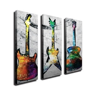 3-dielny nástenný obraz na plátne Guitars