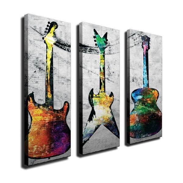 3-dielny nástenný obraz na plátne Guitars