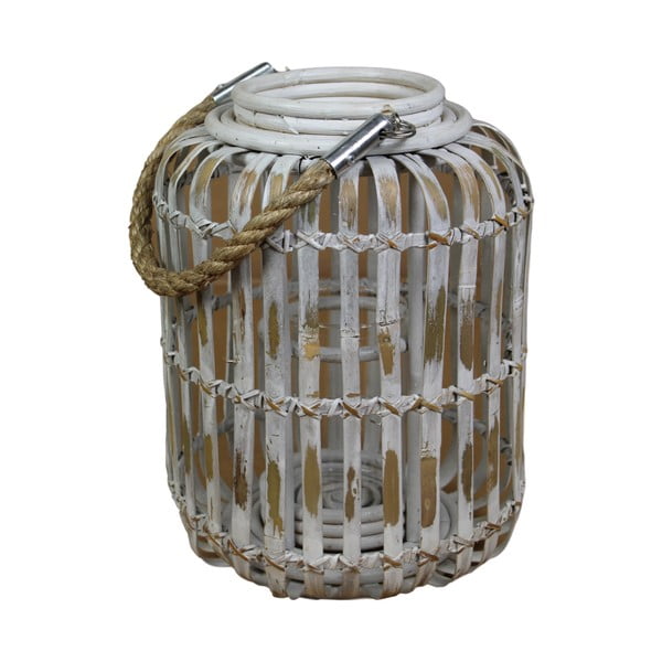 Biely lampáš z bambusu HSM Collection Capsule, ⌀ 26 cm