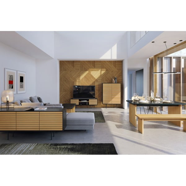 Jedálenský stôl s doskou v dubovom dekore 90x160 cm Stripe - Woodman-image-1