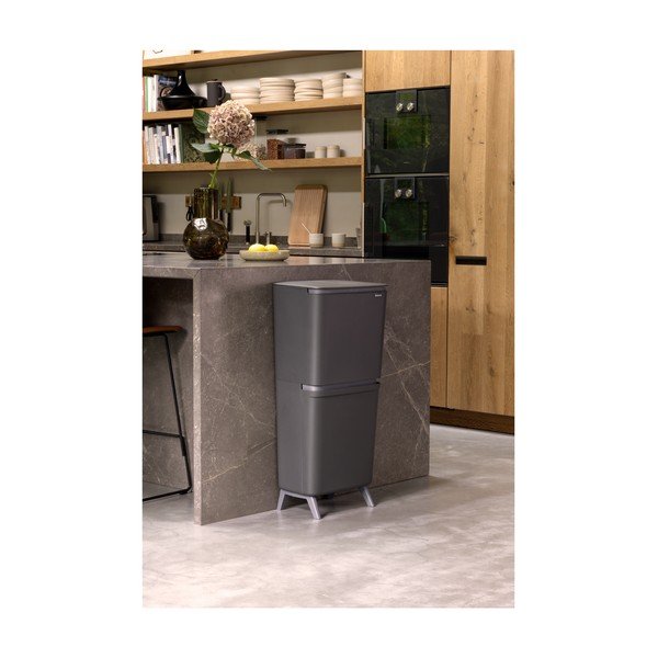 Tmavosivý plastový odpadkový kôš 25+10+10 l na triedený odpad SortUp Recycle Hi – Brabantia-image-1