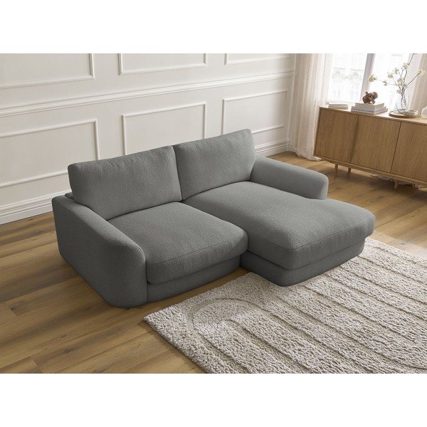 Tmavosivá rohová pohovka z textílie buklé (pravý roh/s leňoškou) Leonore – Bobochic Paris-image-4