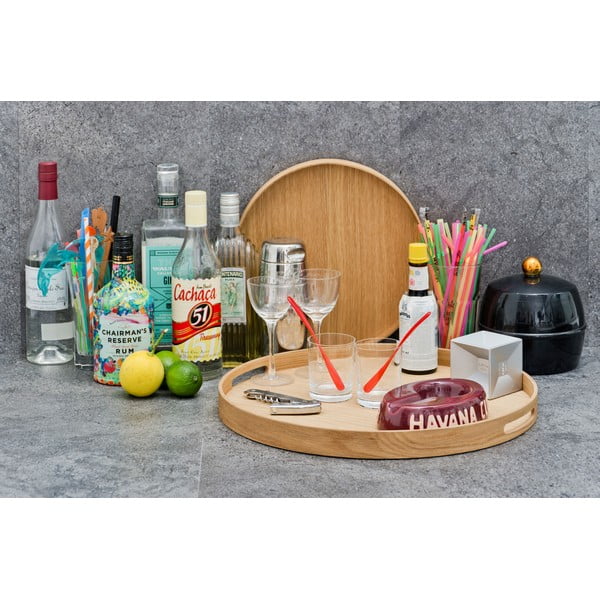 Kruhový drevený podnos Wireworks Busboy Oak, ø 30,8 cm-image-4