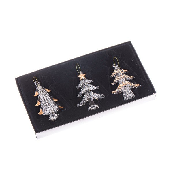 Sklenené vianočné ozdoby v súprave 3 ks Trees – Dakls