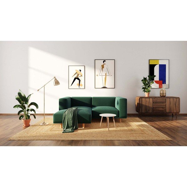 Tmavozelená zamatová rohová pohovka (ľavý roh) Kukumo – Ame Yens-image-3