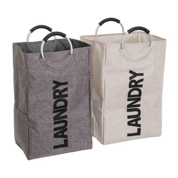 Sivo-béžové látkové koše na bielizeň v súprave 2 ks – Casa Selección