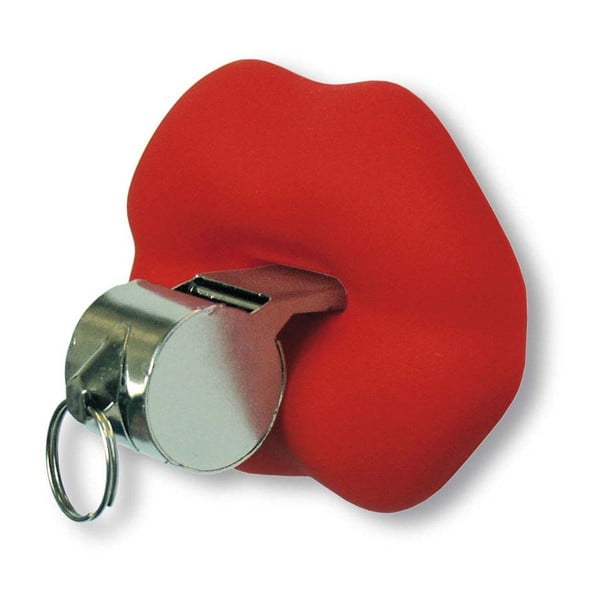 Červená kľúčenka s držiakom v tvare pier e-my
