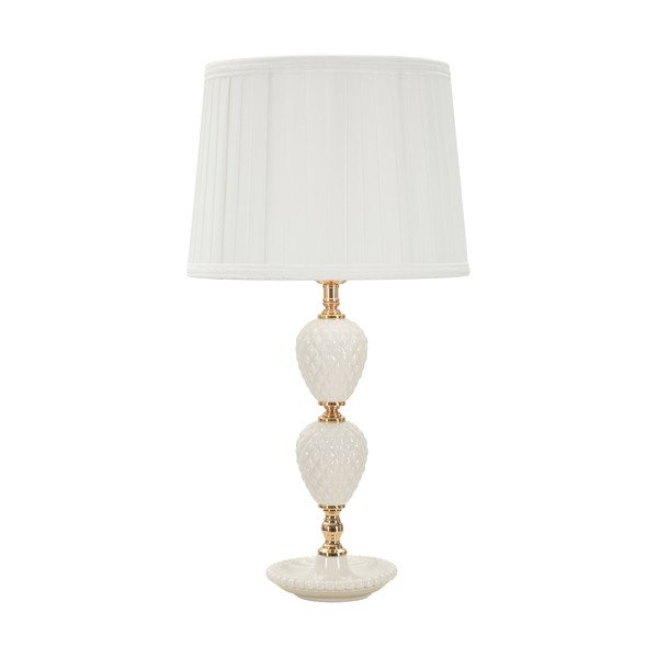 Biela stolová lampa s textilným tienidlom (výška 57 cm) Torre – Mauro Ferretti