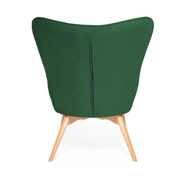 Smaragdovozelené kreslo a podnožka s podnožou v prírodnej farbe Vivonita Cora Velvet-image-3
