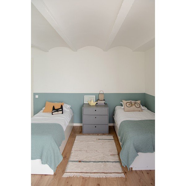 Modro-krémový prateľný ručne tkaný bavlnený koberec 90x130 cm Lanes Vintage Blue – Lorena Canals-image-3