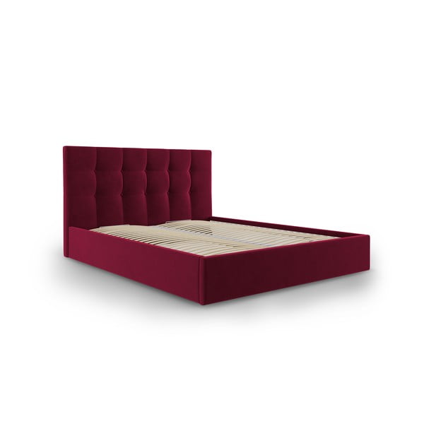 Vínovočervená dvojlôžková posteľ Mazzini Beds Nerin, 140 x 200 cm