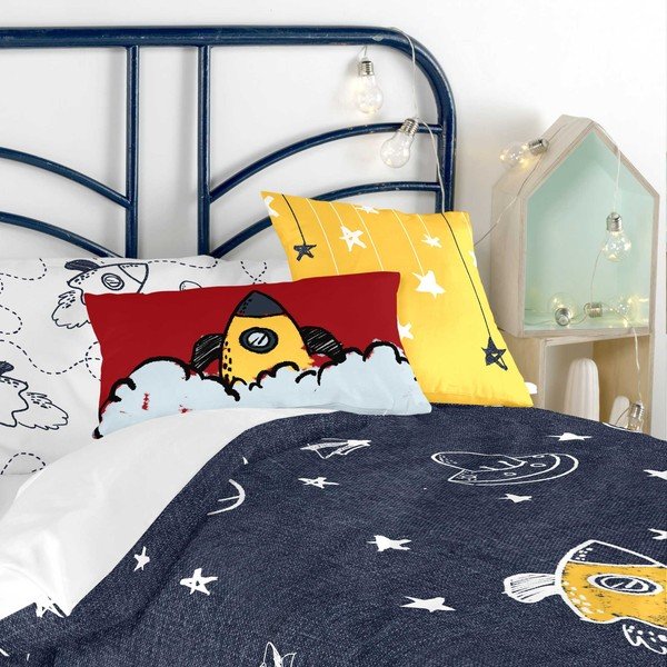 Set obliečky na prikrývku a vankúša s potlačou Baleno Starspace, 140 × 200 cm-image-1