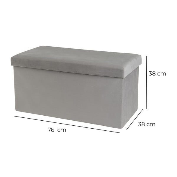 Svetlosivý zamatový taburet Estela – Casa Selección-image-3