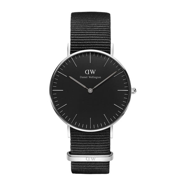 Čierne unisex hodinky Daniel Wellington Conrwall Silver, ⌀ 36 mm