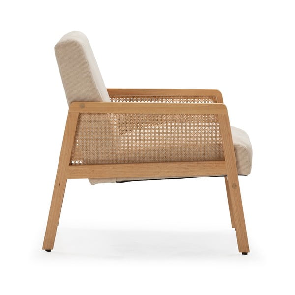 Béžové menčestrové kreslo s výpletom Debra – Marckeric-image-3