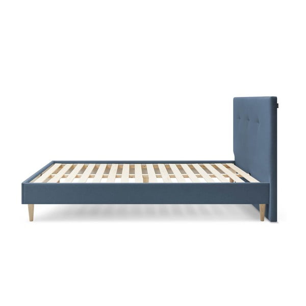 Tmavomodrá čalúnená dvojlôžková posteľ s roštom 160x200 cm Tory - Bobochic Paris-image-2