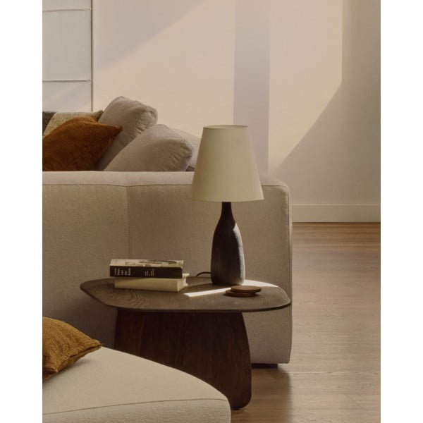 Čierna/krémová stolová lampa s textilným tienidlom (výška 56 cm) Luvia – Kave Home-image-2