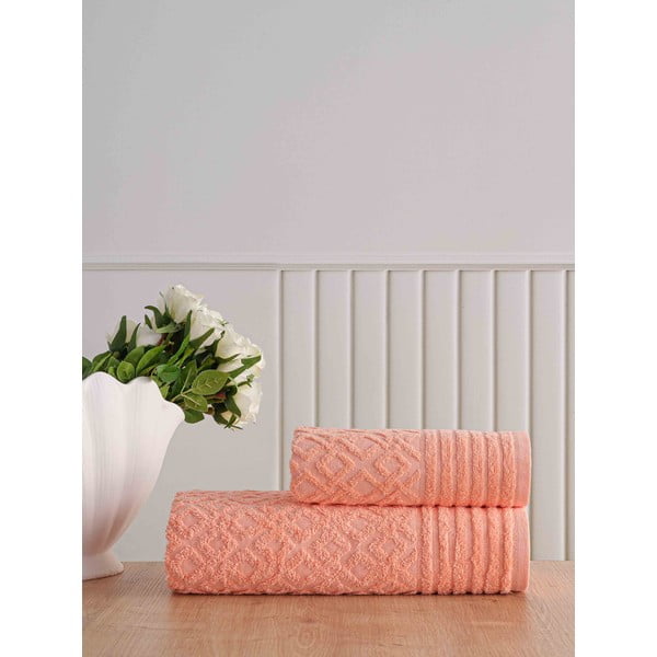 Oranžové froté bavlnené uteráky a osušky v súprave 2 ks Diamond – Mila Home-image-1