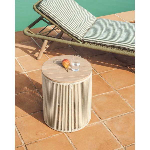 Okrúhly záhradný stolík s doskou z akácie ø 40 cm Dandara – Kave Home-image-1