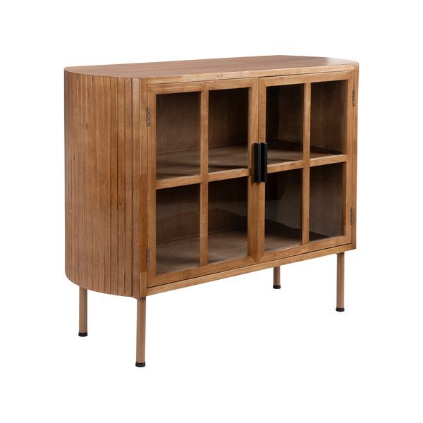 Vitrína z kaučukového dreva v prírodnej farbe 100x80x38 cm Yaz – White Label-image-2