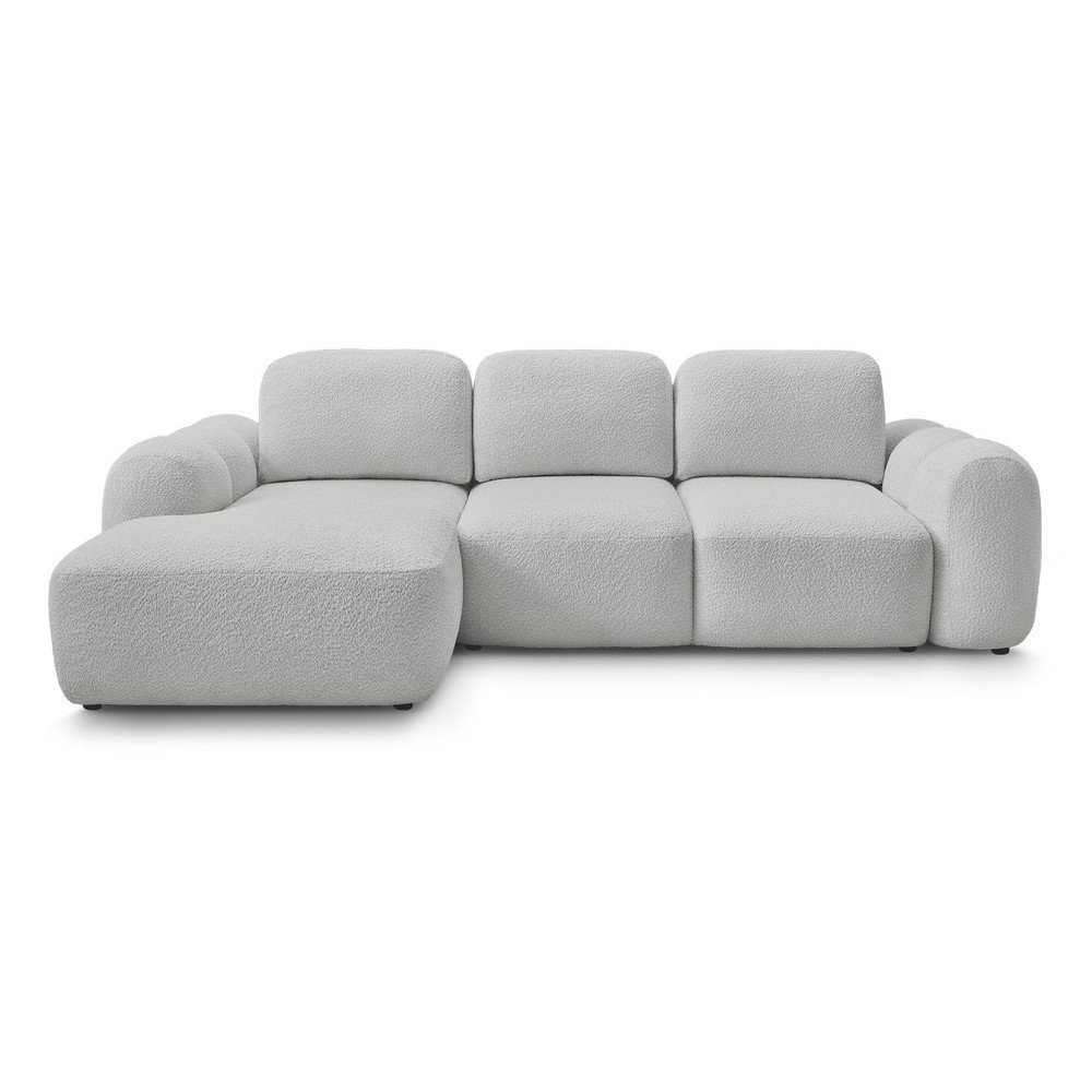 Svetlosivá rozkladacia/s úložným priestorom rohová pohovka z textílie buklé (ľavý roh/s leňoškou) Montaigne – Bobochic Paris