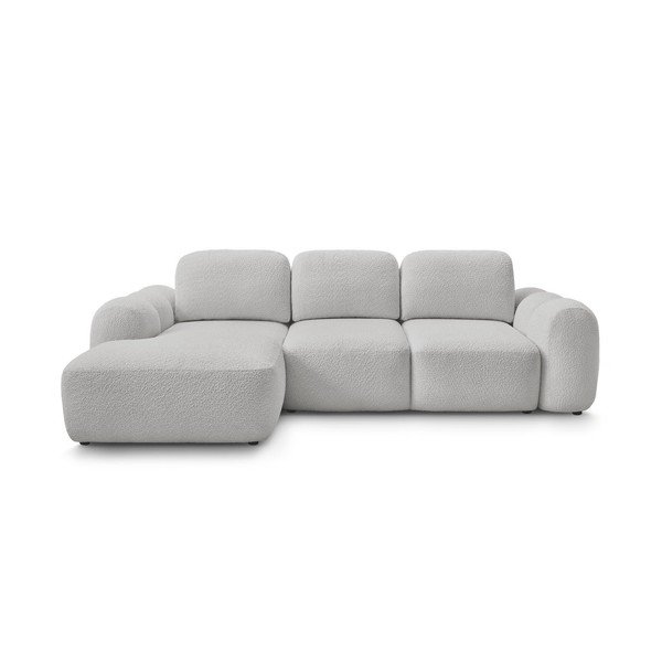 Svetlosivá rozkladacia/s úložným priestorom rohová pohovka z textílie buklé (ľavý roh/s leňoškou) Montaigne – Bobochic Paris