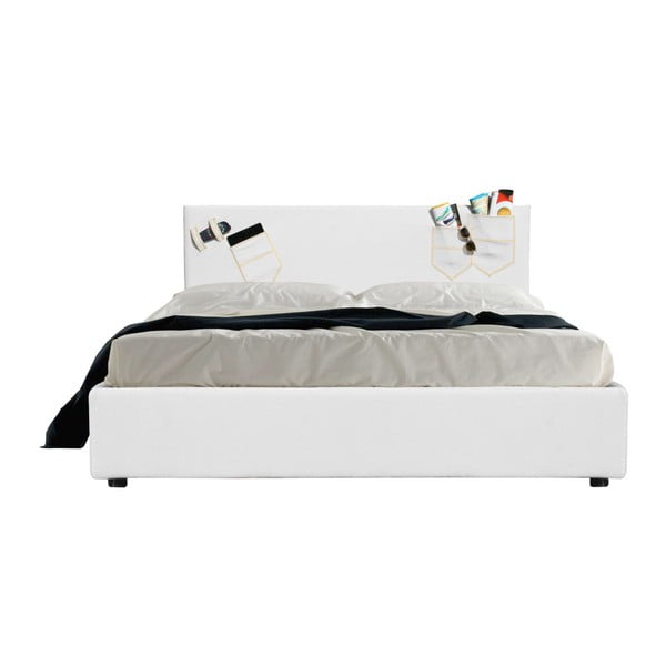 Biela dvojlôžková posteľ s úložným priestorom 13Casa Task, 160 x 190 cm