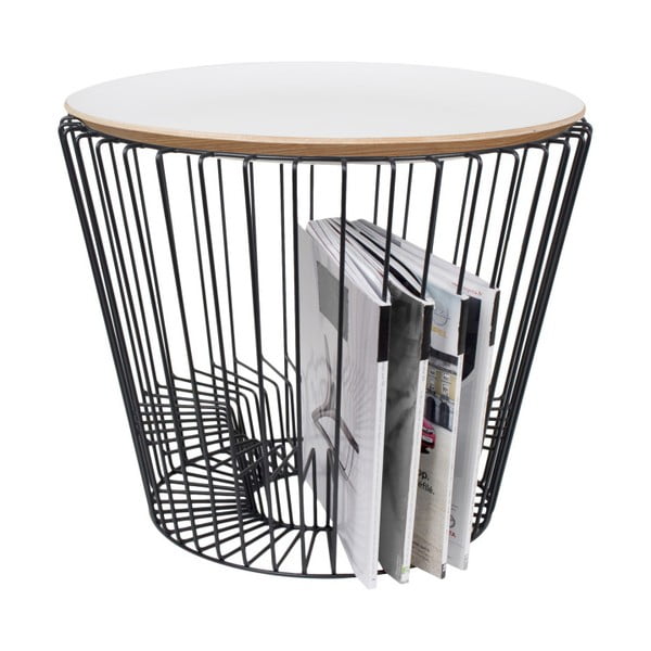 Odkladací stolík z lakovaného kovu s bielou doskou HARTÔ, Ø 50 cm