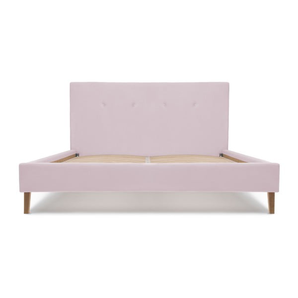 Ružová posteľ s prírodnými nohami Vivonita Kent, 140 × 200 cm-image-3