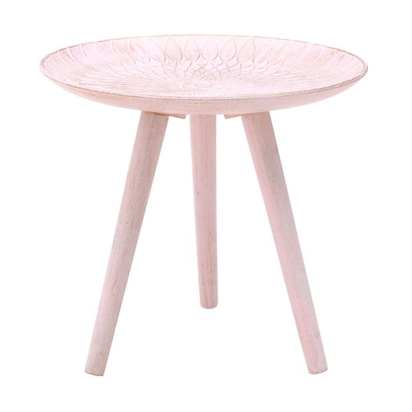 Ružový odkladací stolík z brezového dreva InArt Antique, ⌀ 40 cm