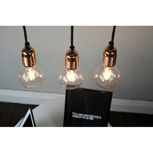 Čierne trojramenné závesné svietidlo s detailmi v medenej farbe Sotto Luce Uno-image-2