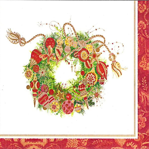 Balenie 10 papierových obrúskov s vianočným motívom PPD Spirit Wreath