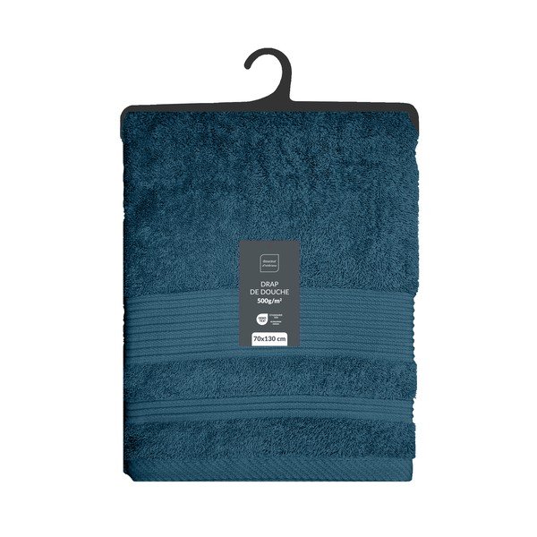 Tmavomodrá froté bavlnená osuška 70x130 cm Tendresse – douceur d'intérieur-image-4