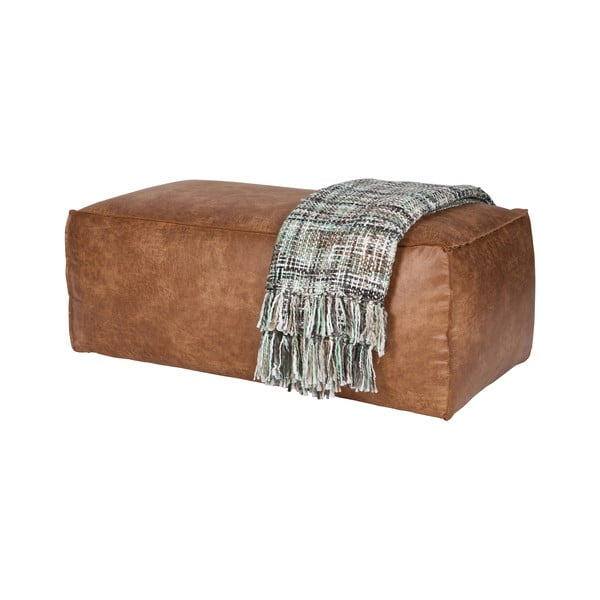 Koňakovohnedá podnožka z imitácie kože Rodeo – WOOOD-image-4