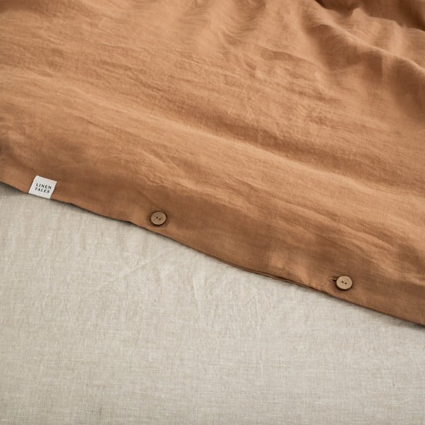 Hnedé predĺžené ľanové obliečky na dvojlôžko 200x220 cm – Linen Tales-image-2
