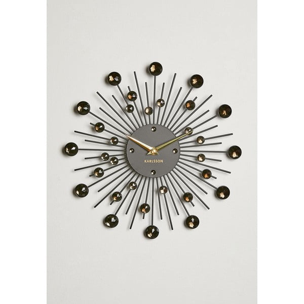 Nástenné hodiny z krištáľov čiernej farby Karlsson Sunburst-image-4