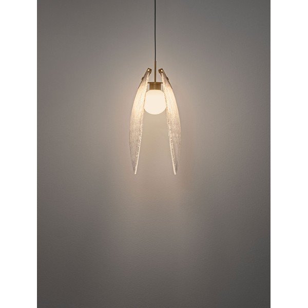 Oceľové LED závesné svietidlo v mosadznej farbe so skleneným tienidlom Shelina – Nova Luce-image-2