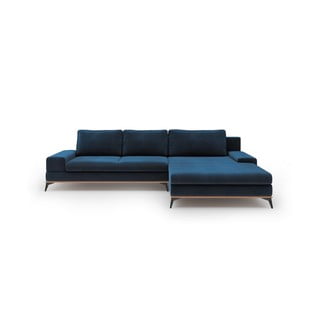 Kráľovskymodrá rozkladacia rohová pohovka so zamatovým poťahom Windsor & Co Sofas Astre, pravý roh