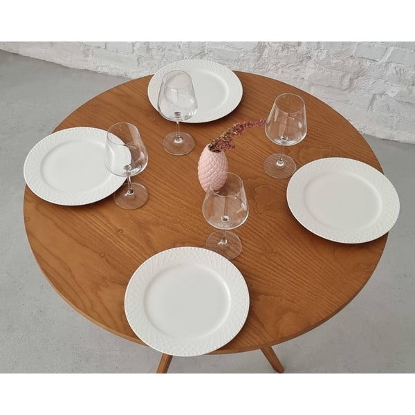 Okrúhly jedálenský stôl s doskou v dekore jaseňového dreva ø 70 cm Jubi – Ragaba-image-3