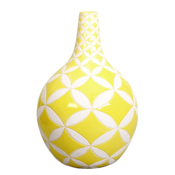 Žltá ručne maľovaná váza Ekewaka