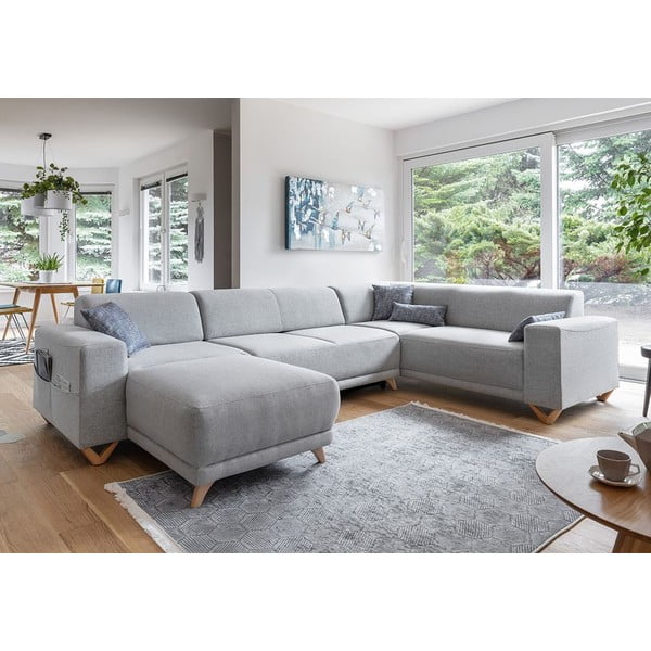 Svetlosivá rozkladacia/s úložným priestorom rohová pohovka (pravý roh/do tvaru "U") Classy Sophie – Miuform-image-3