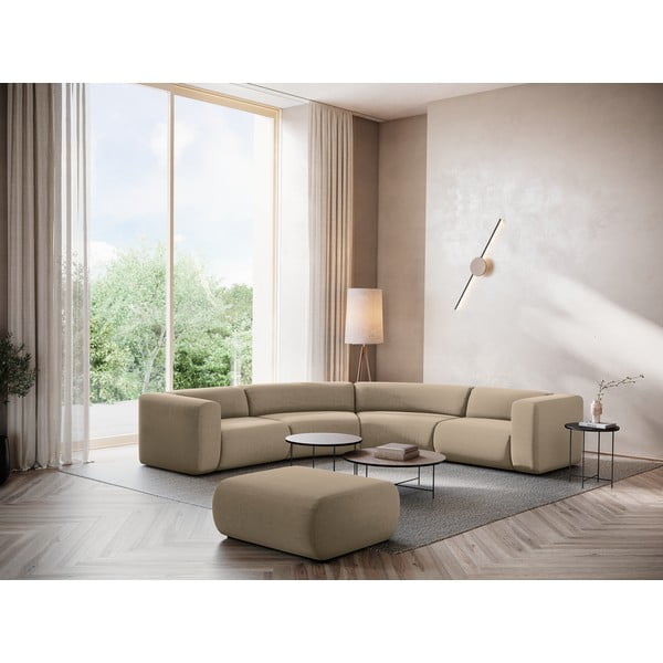 Béžová zamatová podnožka Ekahi – Makamii-image-1