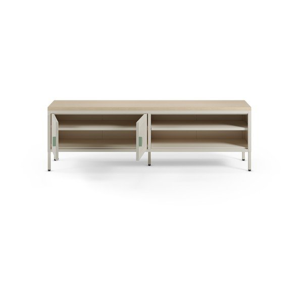 Krémovobiely/v prírodnej farbe kovový TV stolík 160x50x35 cm Sayla – Marckeric-image-1