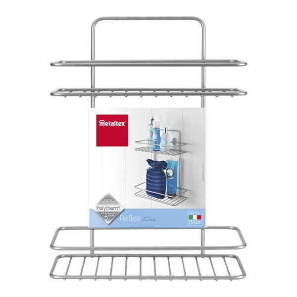 Nástenná rohová kúpeľňová polička s dvoma poschodiami Metaltex Ref-image-2